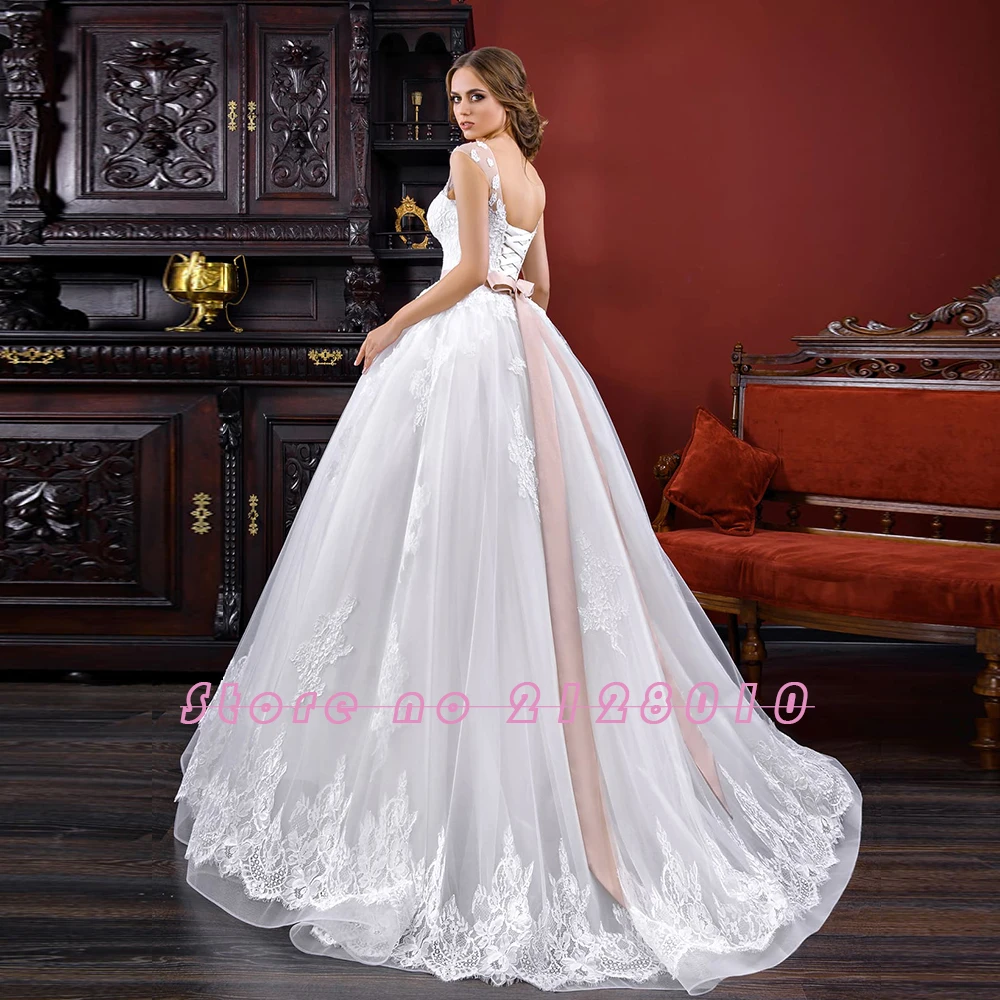 ТРАПЕЦИЕВИДНОЕ свадебное платье принцессы с бисером и поясом Robe Mariage Femme