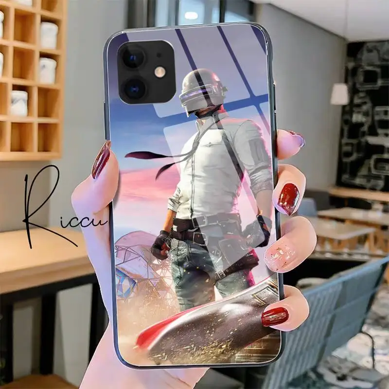 

PUBG Game Phone Case Tempered Glass For iPhone 11 Pro XR XS MAX 8 X 7 6S 6 Plus SE 2020 12 Pro Max Mini case