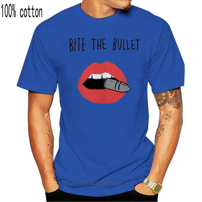 

New Bite The Bullet Top Design T-Shirt Men Unisex Women Fitted Fun Gift Lips Kiss Trendy Streetwear Tee Shirt