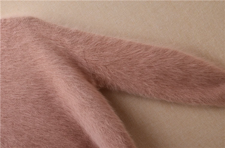 women o-neck long sleeve rabbit fur cony hair knitwear solid basic pullover autumn sweater loose mink cashmere blouses | Женская одежда
