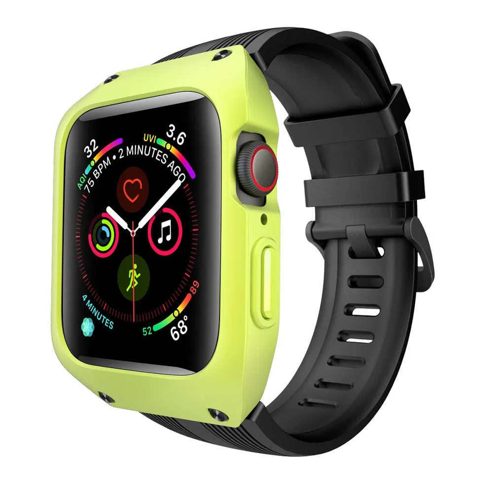

Waterproof case+strap For Apple Watch 4 band 44mm iWatch band 42mm Silicone protector case+bracelet Apple watch 3 2 series 42/44