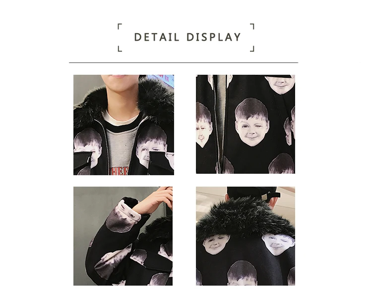 Зимние ветровки куртки с меховым воротником для мужчин Veste Homme Winterjas Heren Personal Print Parkas куртка мужская повседневная верхняя одежда
