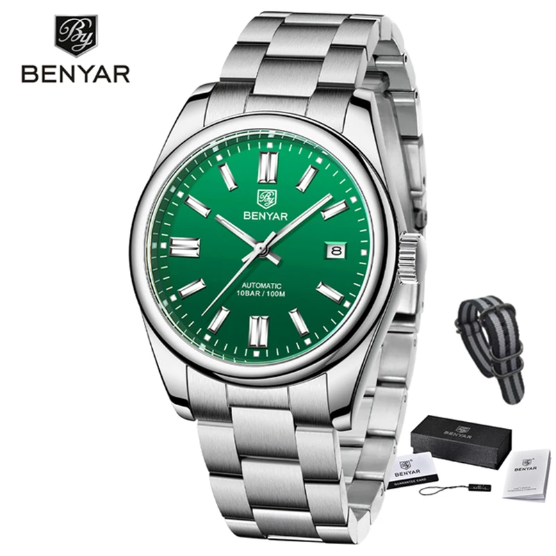BENYAR Luxury Fashion Sports Men's Watch Stainless Steel Waterproof Mechanical Wristwatches Top Brand Automatic Watch For Men