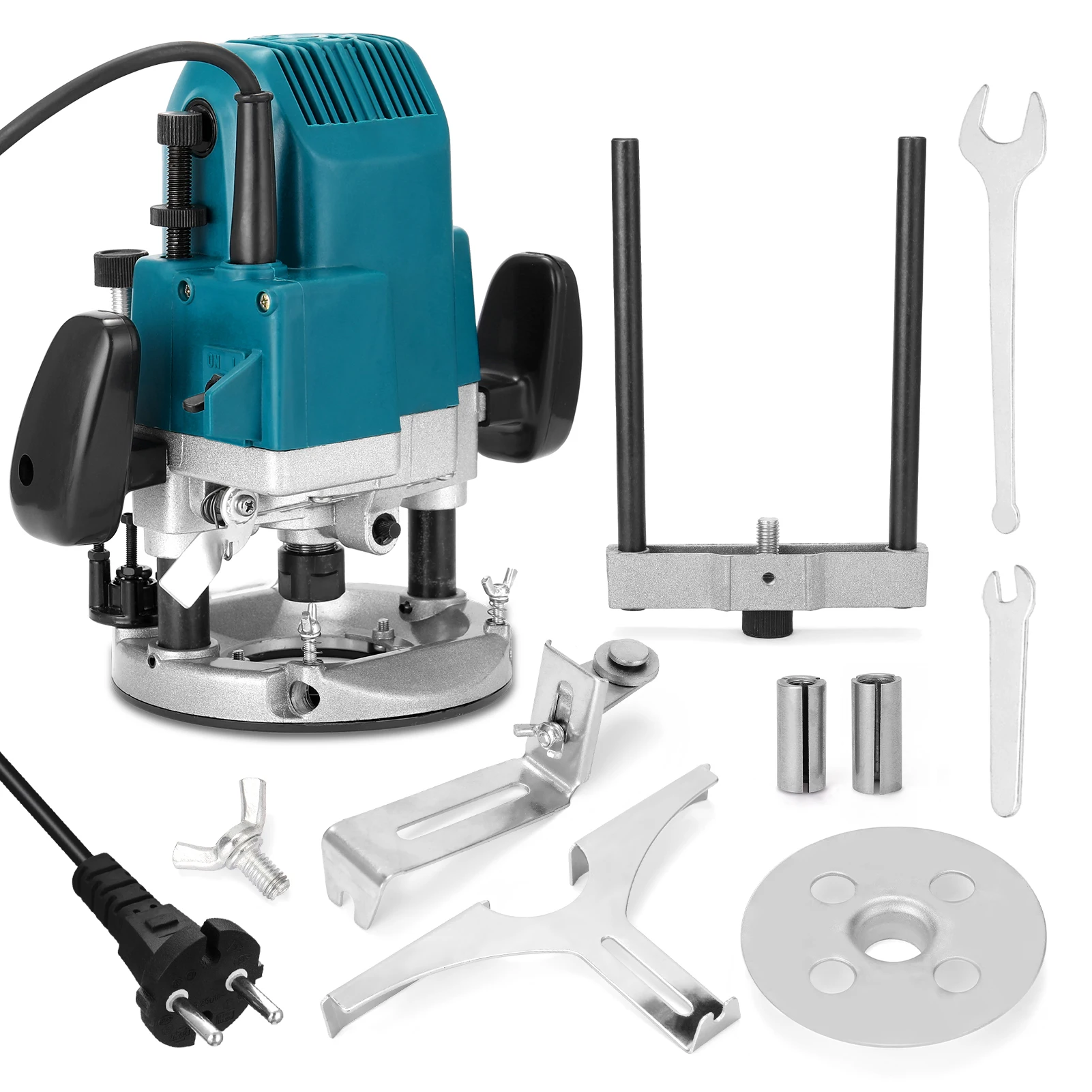 

Electric Plunge Wood Router Multifunctional Wood Milling Engraving Slotting Trimming Machine 220V for Woodworking