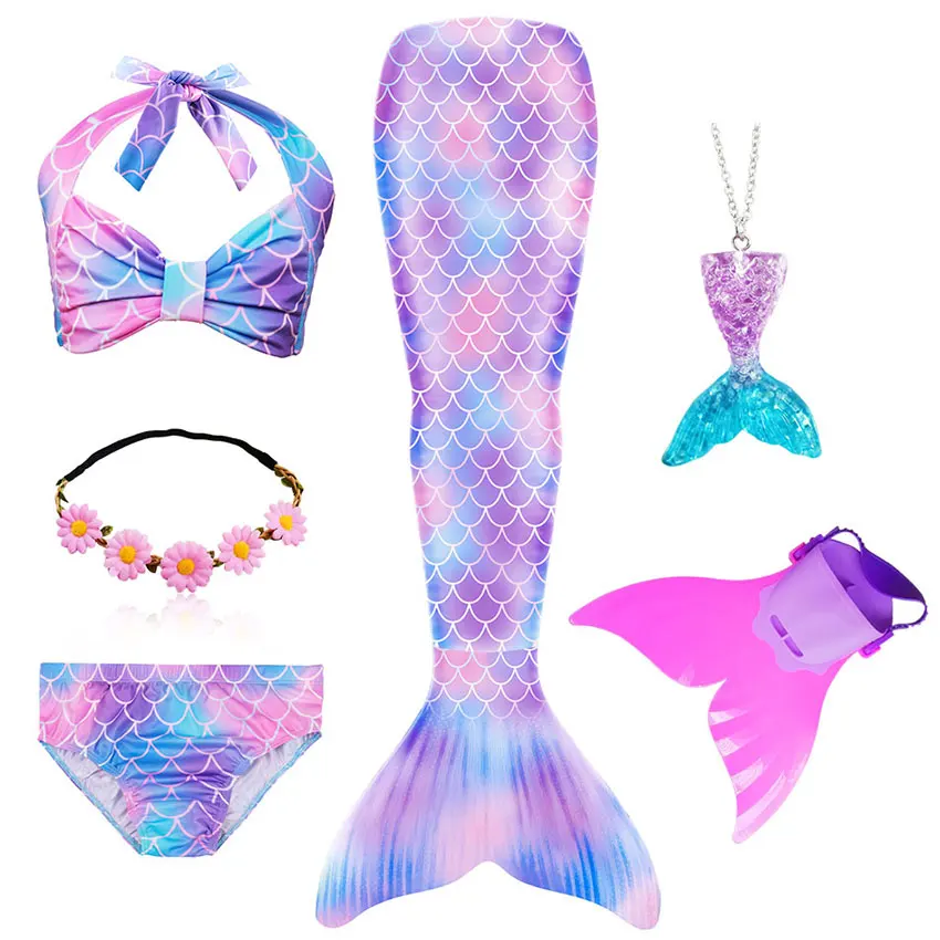 Купальный костюм для девочек с хвостом Русалочки детский купальник косплея на