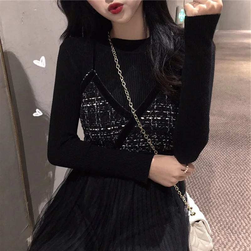 Осенний западный стиль Молодежный социалитовый слегка зрелый свитер костюм