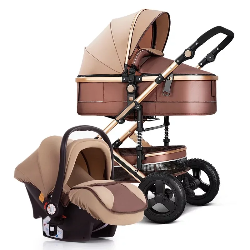 Lightweight Luxury Baby Stroller 2 in 1,Portable baby car,High Landscape Reversible Stroller,Gold Stroller Travel Pram,carriage images - 6