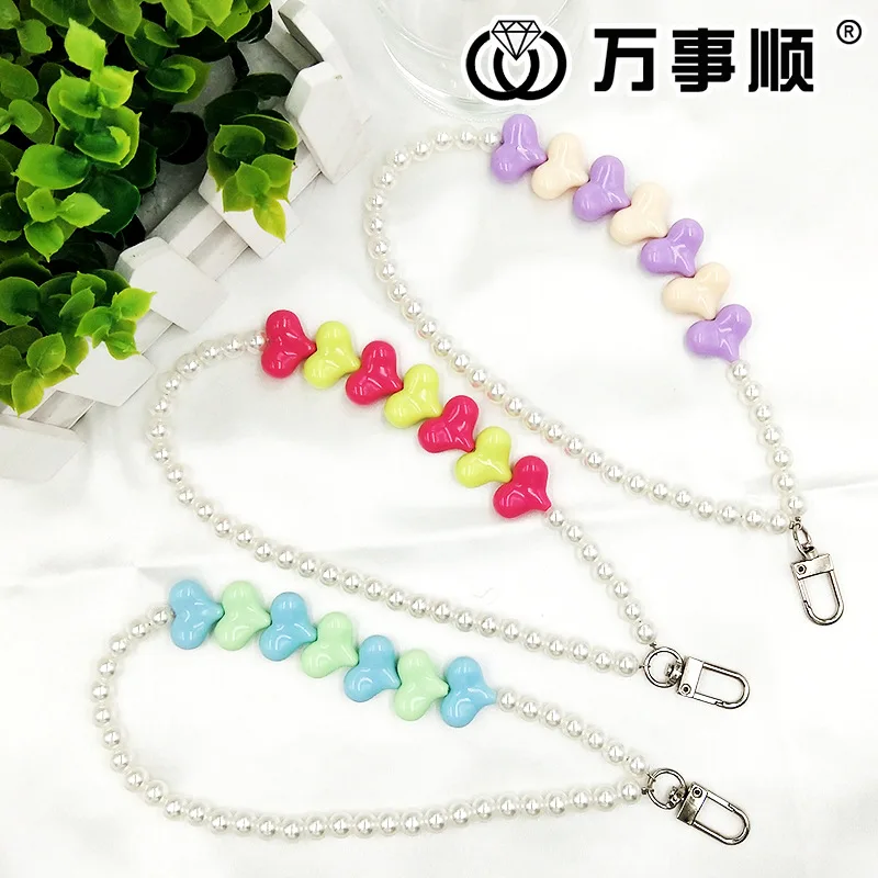 

New Acrylic Heart Straight Hole Candy Color Beads For Diy Jewelry Making Mobile Phone Bracelet Chain For Women 20mm 50pcs/bag