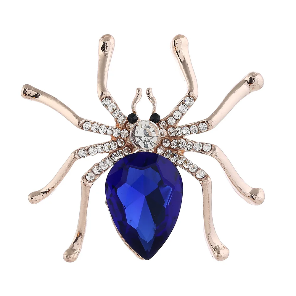Женская брошь в форме паука золотистая с кристаллами | Украшения и аксессуары