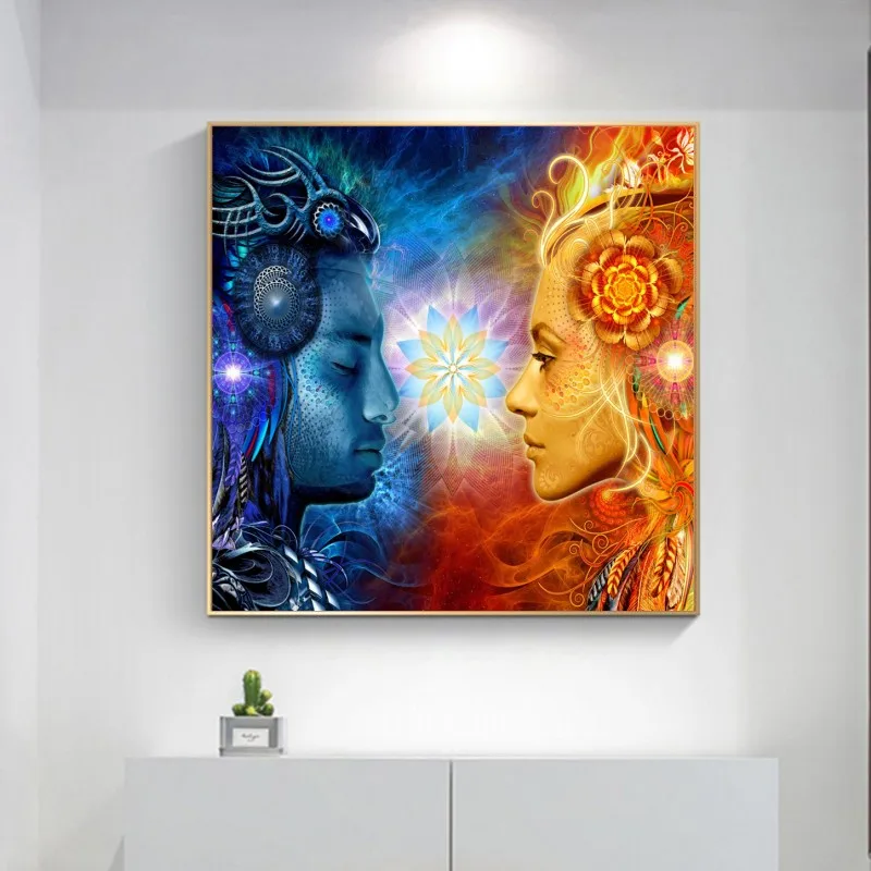 Tantra Shiva and Shakti настенная Картина на холсте индуистские боги абстрактные поцелуи
