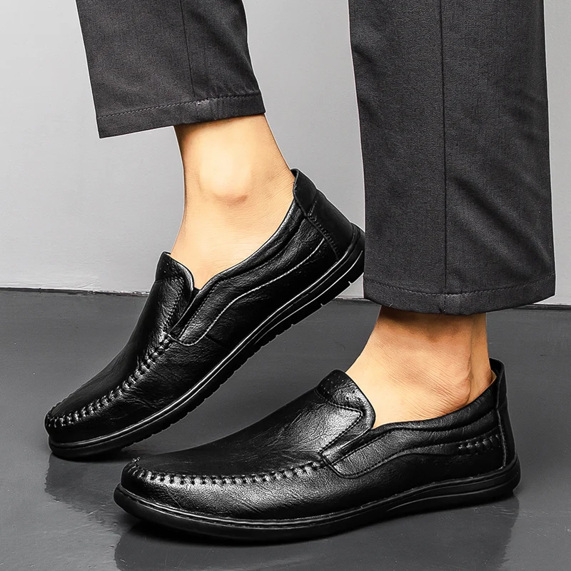

fashion Shoes Men Shoes Genuine leather Loafers Breathable Casual Shoes outdoor Flats Moccasins Slip On Shoes For Men