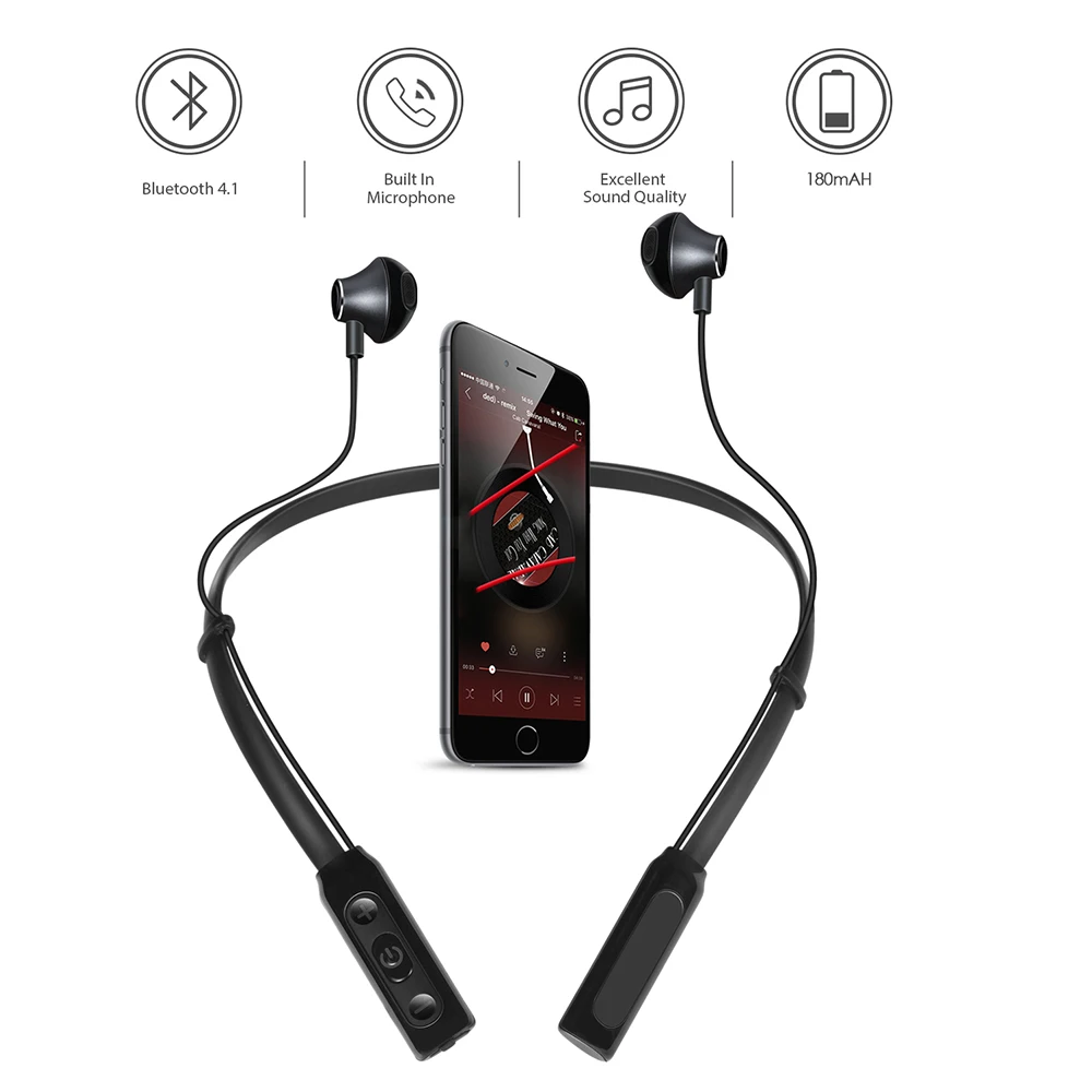 Мягкие Bluetooth 4 1 наушники вкладыши стерео гарнитура Беспроводные спортивные с