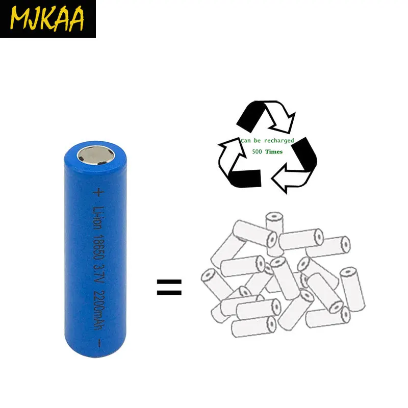 MJKAA 18650 3 7 v 2200mAH батарея литий ионная аккумуляторная большая емкость фонарик