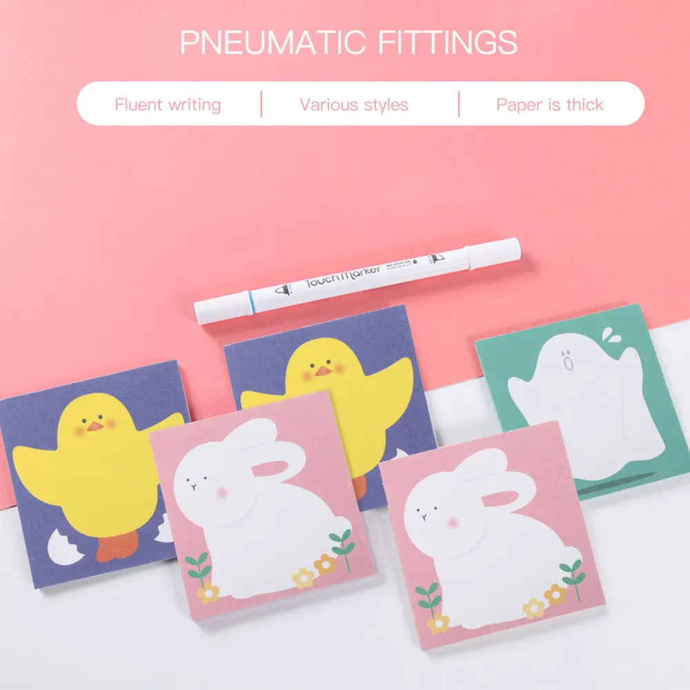 

6pcs Sticky Pads Cartoon Note Message Memo Pads Memo Stickers (Assorted Color)