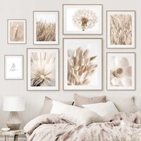 dried grass flower reed wheat dandelion horse wall art canvas painting posters and prints wall pictures for living room decor