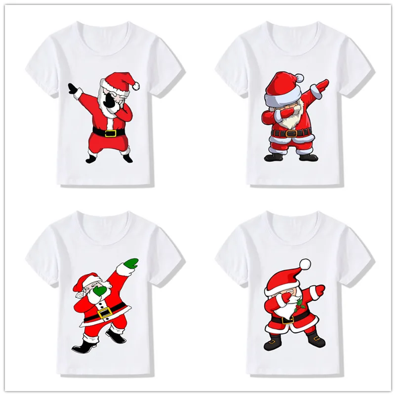 Забавная детская футболка с рисунком Санта Клауса Рождественская одежда героями