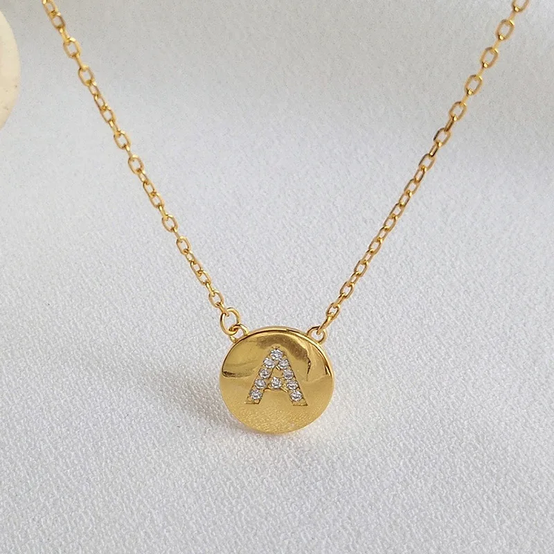 

Sterling Silver 925 English Letter Pendant with Stone Minimalism BOHO Necklace Choker for women allergy free shipping
