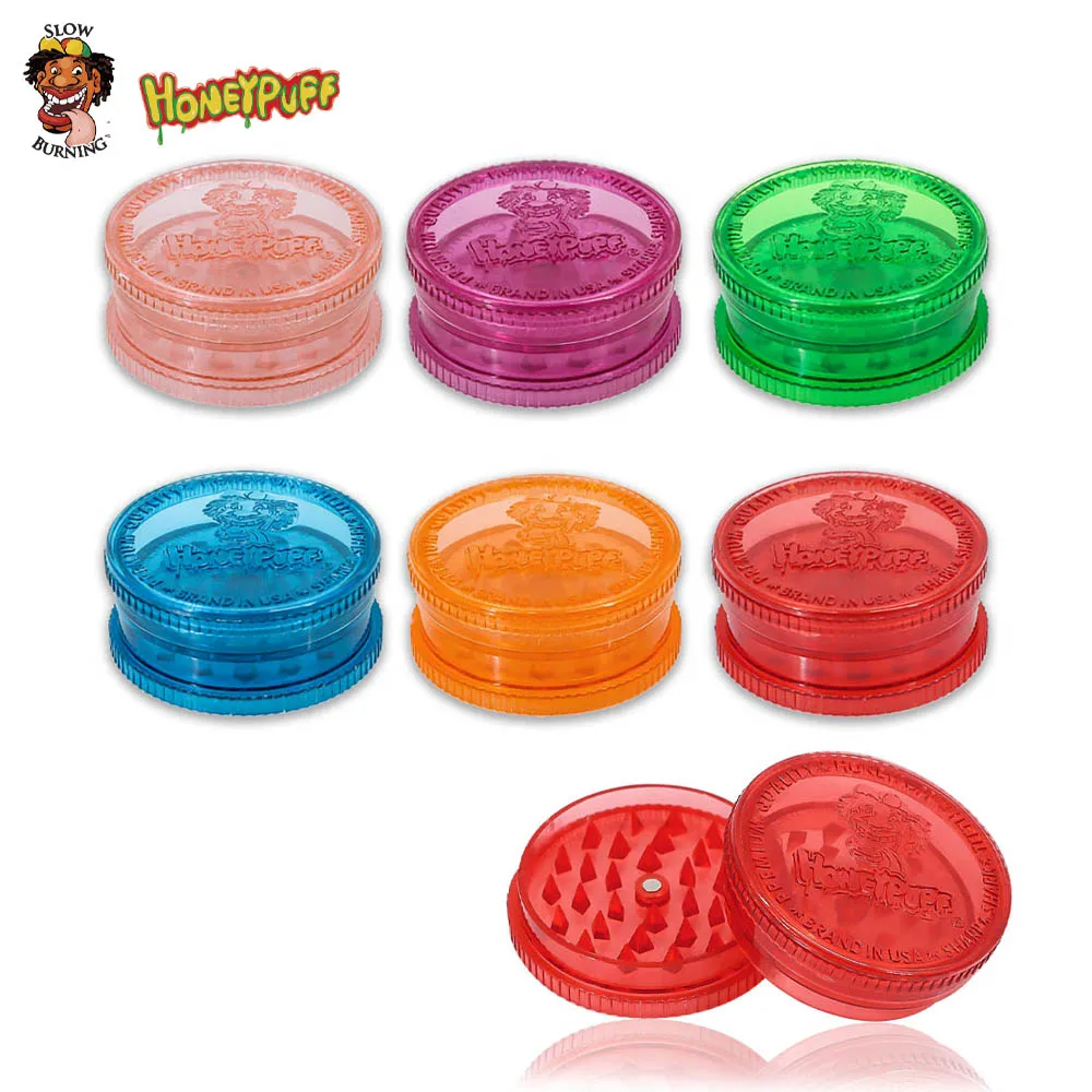 

HONEYPUFF 60MM 2 Layer Plastic Tobacco Grinder With Shark Teeth Herb Grinder Spice Crusher Hand Miller Weed Accessories