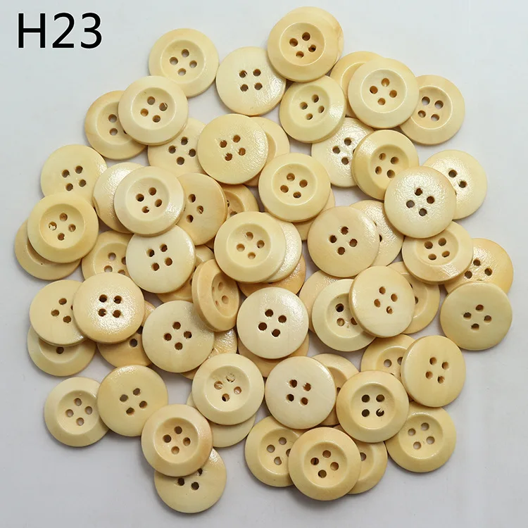 Круглая деревянная пуговица для шитья и скрапбукинга 100 шт. 11-25 мм натуральная 4