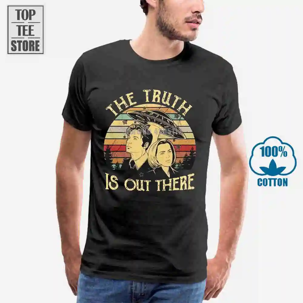 Мужская черная футболка из хлопка Dana Scully & Fox Mulder The Truth Is Out Размеры S 6Xl|Мужские