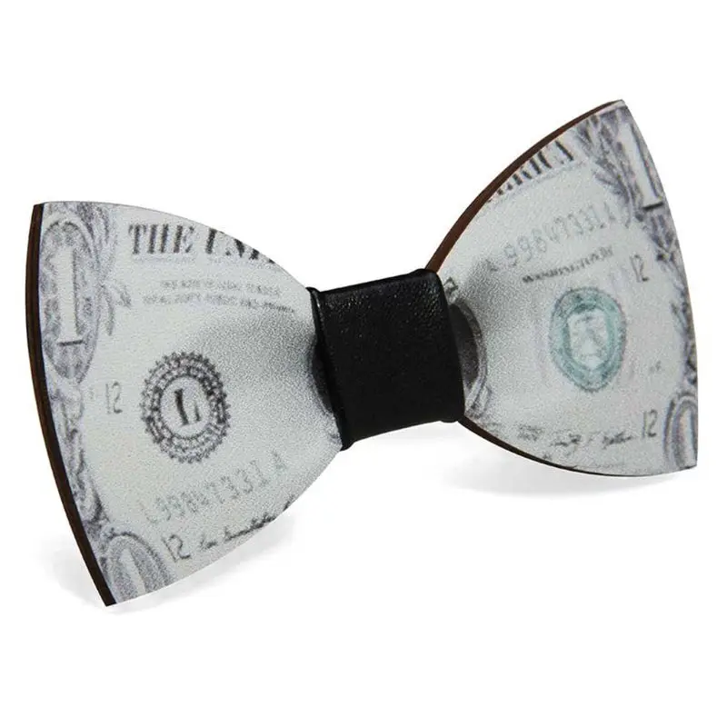 

Creative Poker Dollar Letters Pattern Pre-Tied Wooden Bow Tie Men Boys Wedding Party Adjustable Butterfly Bowknot Suit Accessory