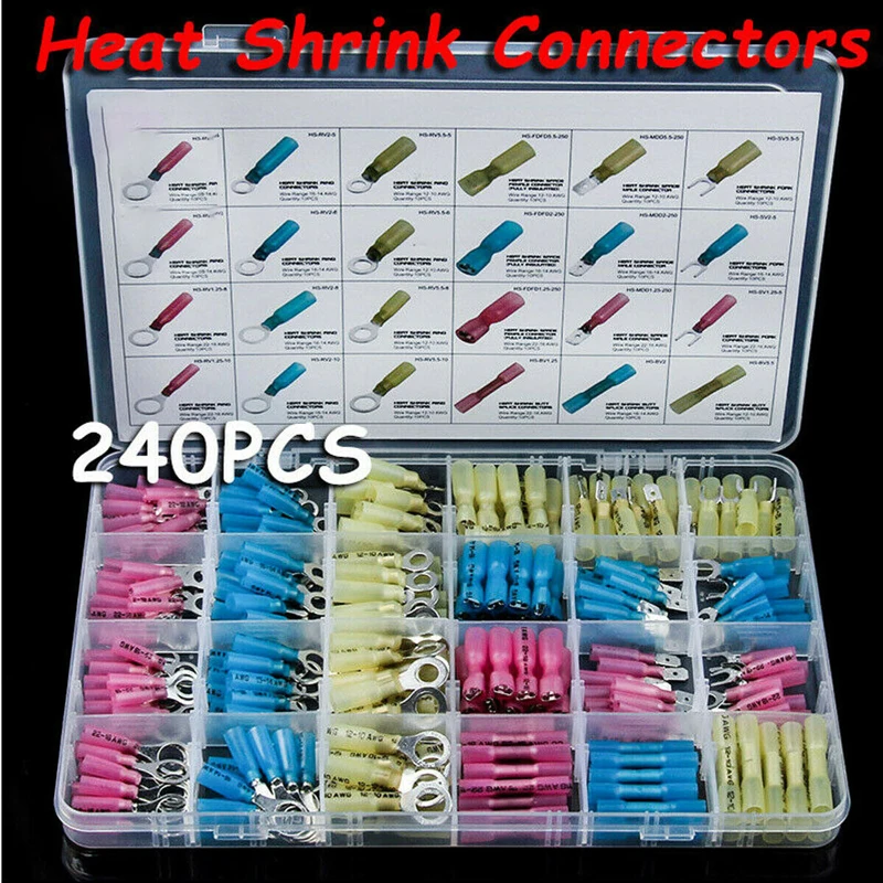 Insulated Electrical Terminal Block Combination Box Heat Shrinkable Connectors Set Wire Crimp Terminal Kit for Auto Marine Insulated Electrical Terminal Block Combination Box Heat Shrinkable Connectors Set Wire Crimp Terminal Kit for Auto Marine