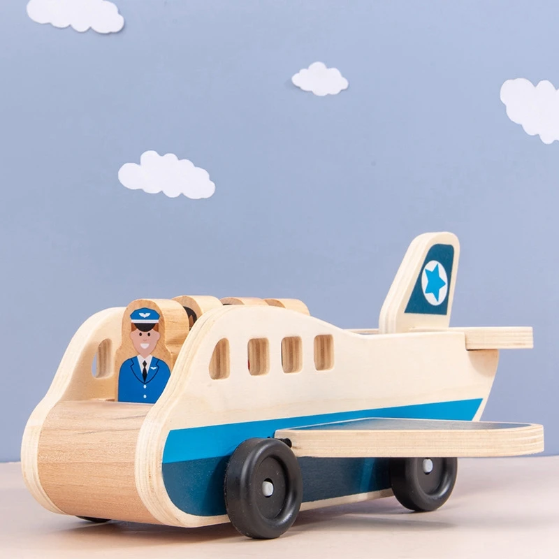 

Wooden Double-Decker Transport Set Simulation Model Toys Kids Educational Toy Gifts