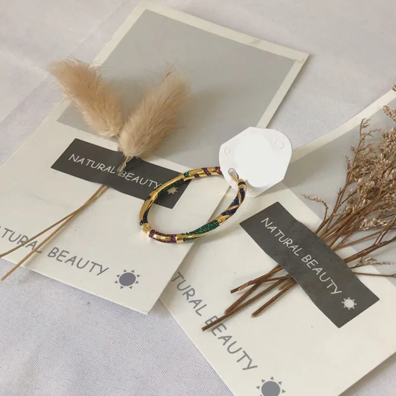 

UMGODLY Fashion 1PC Earring Yellow Gold Color Single Multicolor Zircon Geometric Pattern Oval Hoop Earring Women Mana Jewelry