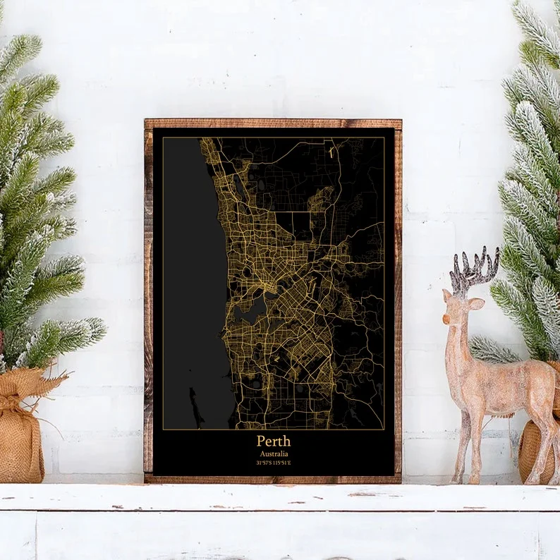 Печатная карта Перта плакат на холсте | Карта Австралии печатный Дом и сад