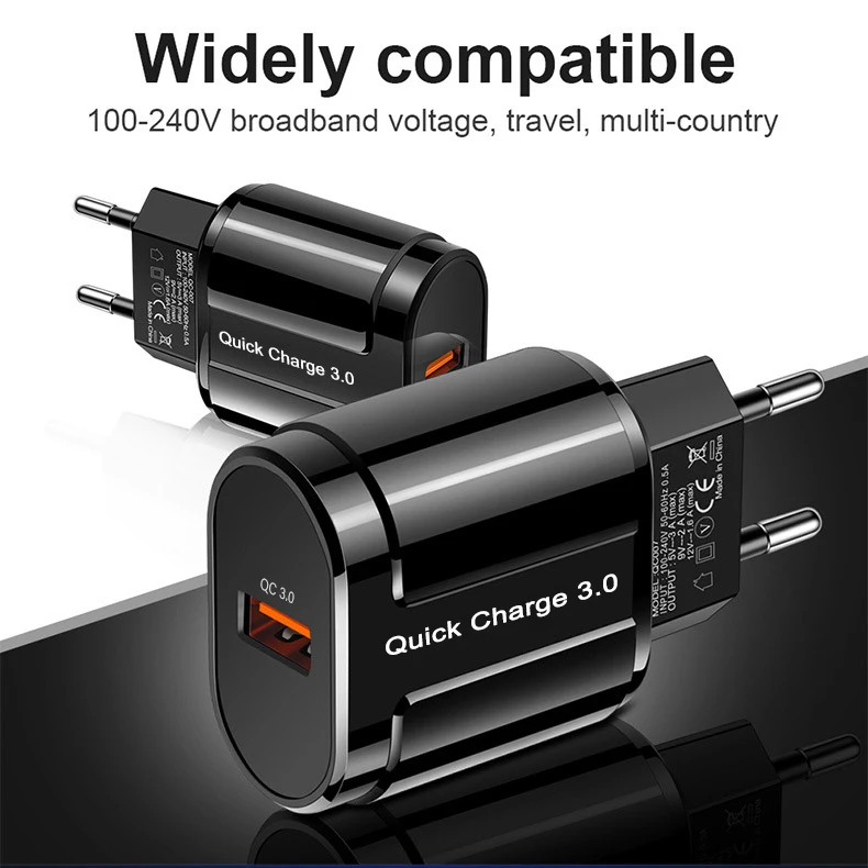 

Quick Charger QC3.0 USB Charger EU US Wall Mobile Phone Charger Adapter for iPhone 11 XS MAX Fast Charging for Samsung