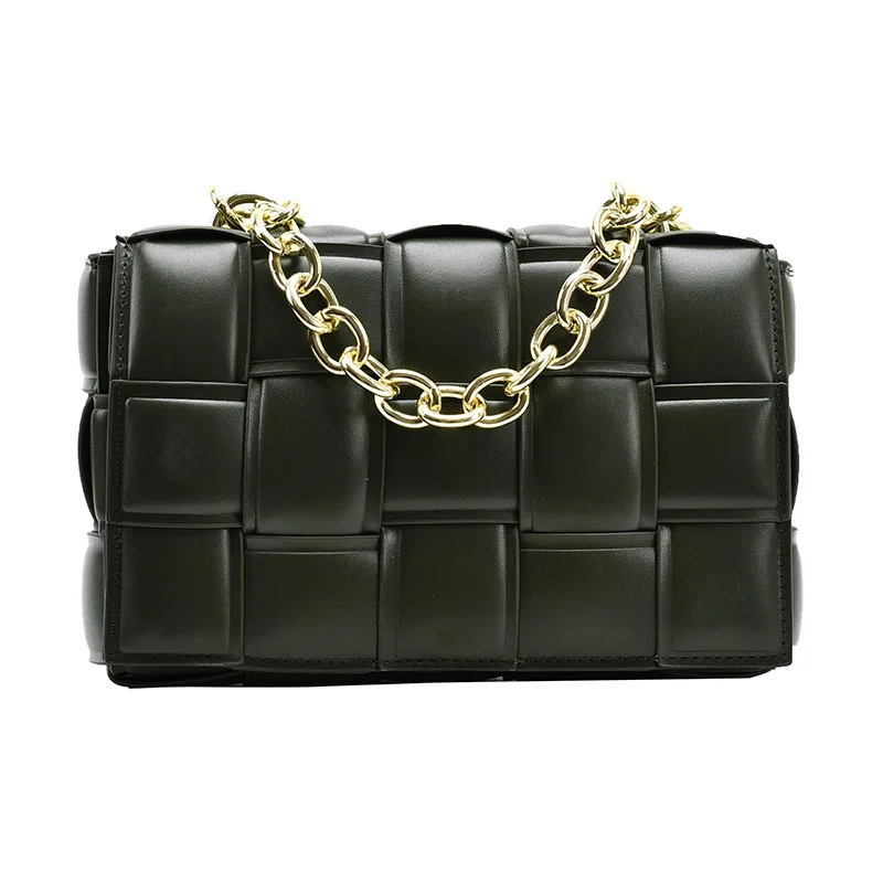 

2021 Bag Women's Spring New Fashion Messenger Bag Texture Woven Small Square Bag Simple Chain Bag Internet Celebrity Same Style