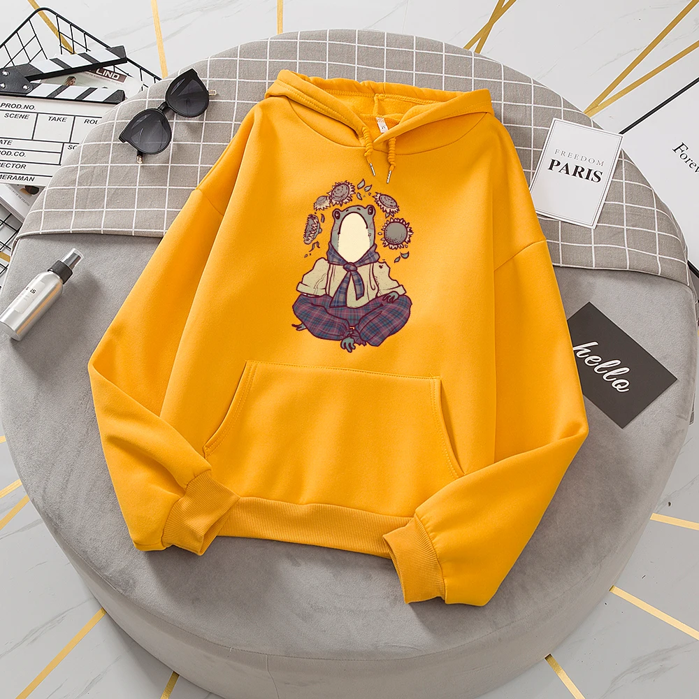 Aesthetic Hoodie 90 S Graphic Jacket for Girl Frog Hooded Sweetshirt Thick Oversized Hoodie Womens Tracksuits Hooded Sweatshirts