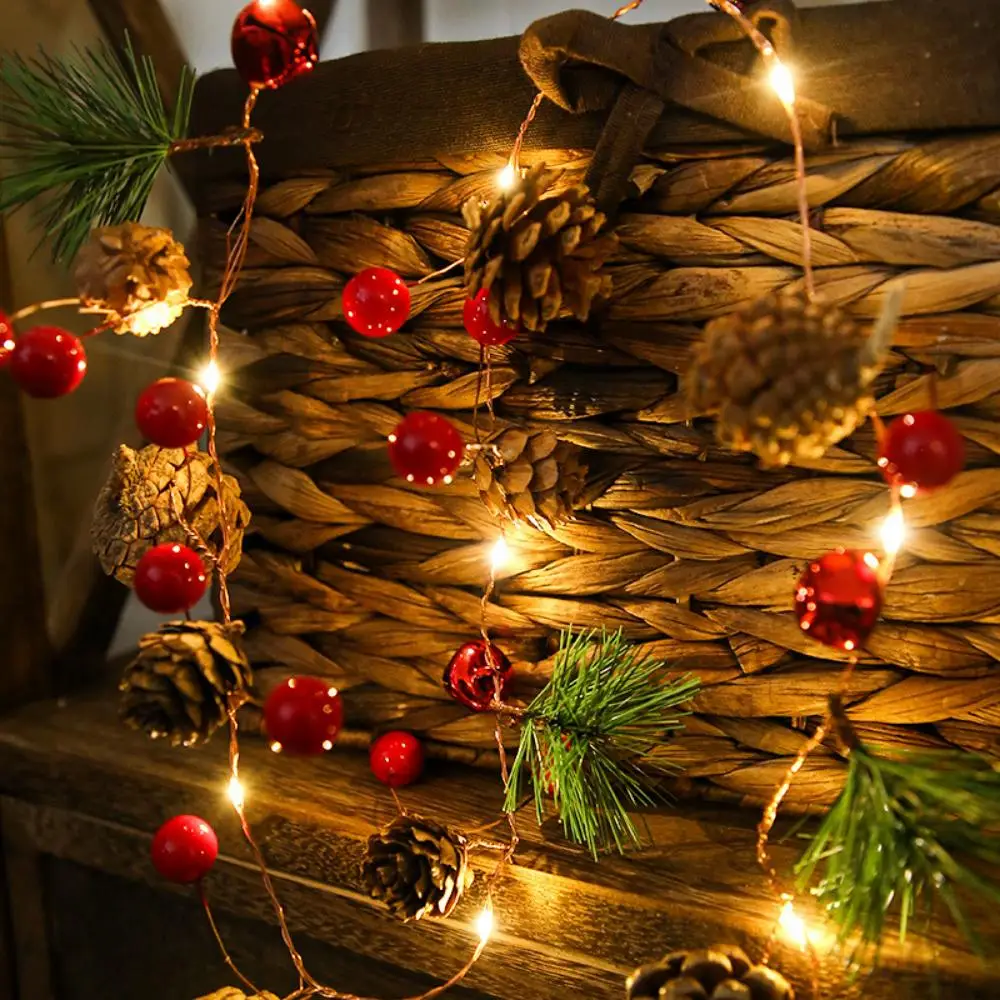 

2M 20 LED Light Fairy Copper Wire Pine Light Xmas Pine Cone Garland Light Battery Powered DIY Christmas Wedding Garden Decor
