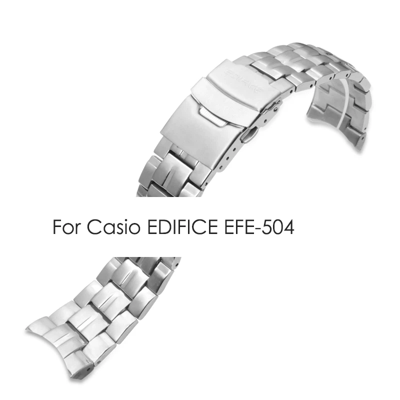 

High Quality Stainless Steel Watchbands For Casio EDIFICE EFE-504 EFE504 Watch Accessories Metal Strap Silver Bracelet Wristband
