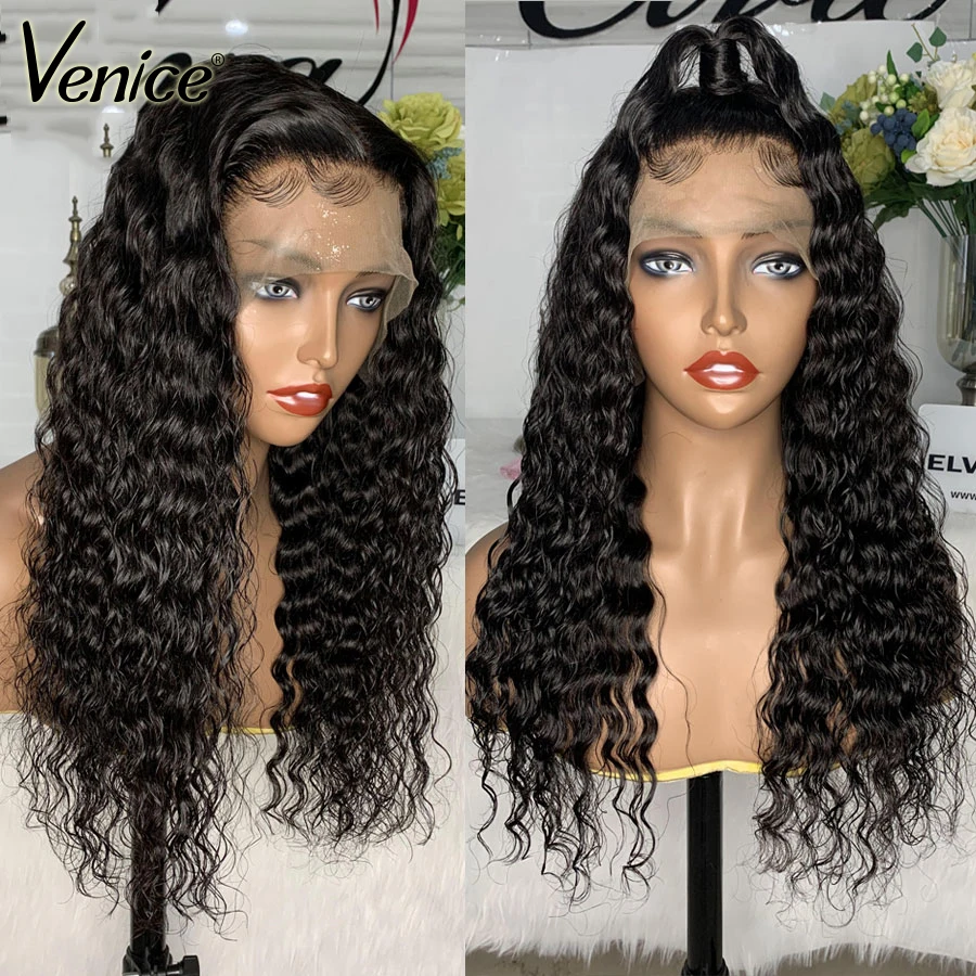 Venice Hair Deep Wave Wig 13x6 Lace Front Human Wigs Pre Plucked With Baby Frontal For Black Women | Шиньоны и парики