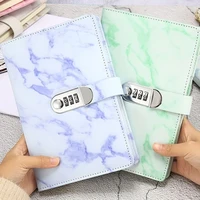 password notebook marble texture 100 sheets personal diary with lock code thick notepad leather office school supplies gift