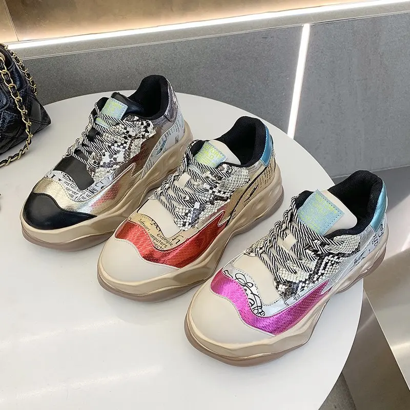 

Luxury Sneakers Ladies Casual Platform Shoes New Fashion Sequined Ladies Sneakers Designer Chunky Sneakers Flat Women Shoes