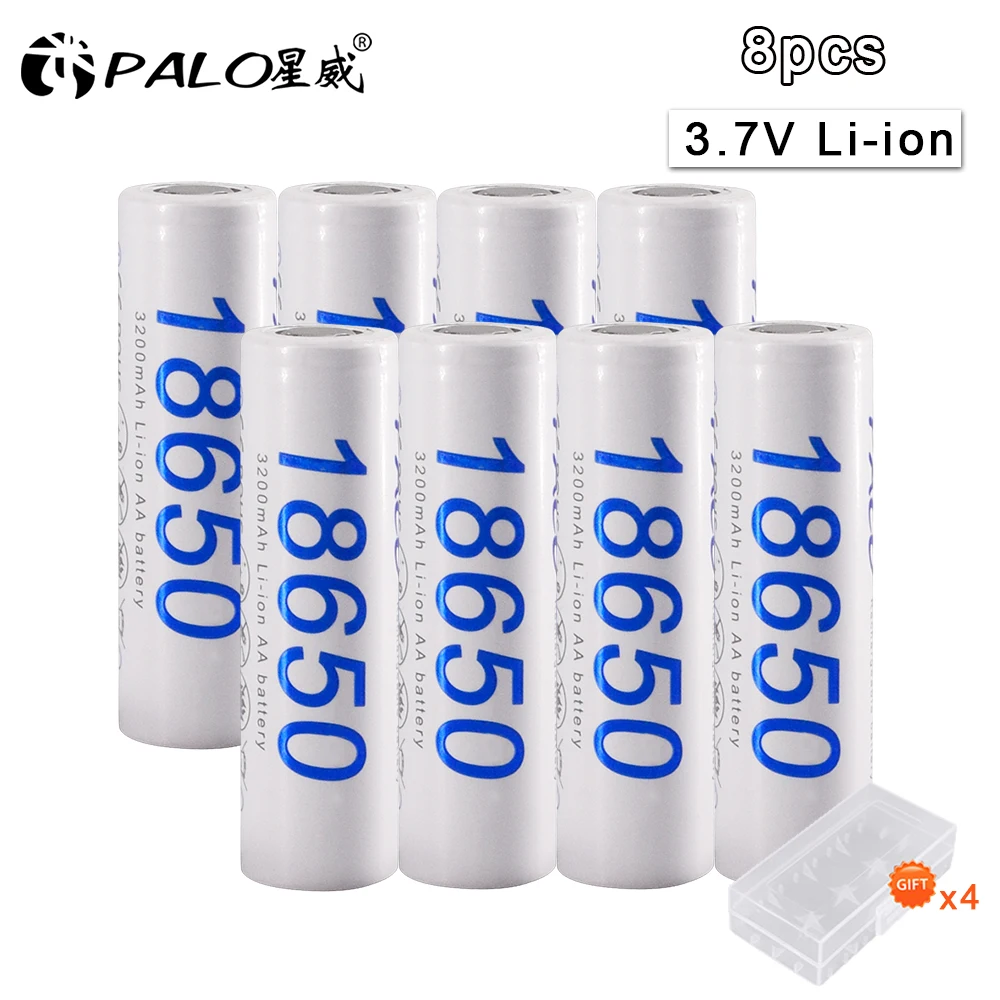 8PCS 18650 Батарея 3,7 V 3200mAh литий-ионная аккумуляторная батарея для светодиодной вспышки светильник батарея 18650 батарея+ USB зарядное устройство для 18650 - Цвет: 8PCS