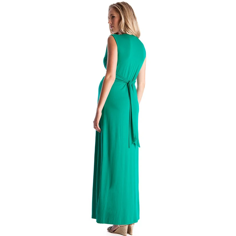 

Summer ladies long skirt pregnant women dress sleeveless long V-neck sexy clothes