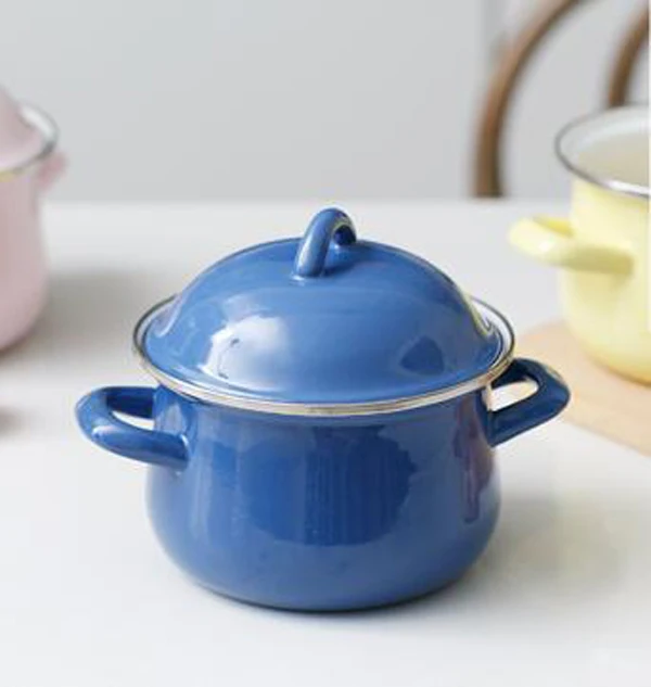 blue 1.5L Горшок для супа, эмалированный горшок, японская керамика с крышкой, молочная посуда для варки, пароварка, детская еда, мультяшная чашка газовая, индукционная плита - Цвет: blue 1.5L
