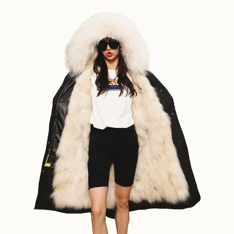 

Fxfurs Parker Inner Liner Removable Fur Collar Coat Medium-length Fur Coat Fashion New Fox-like Mink Fur Faux Fur Thick Warm Fur