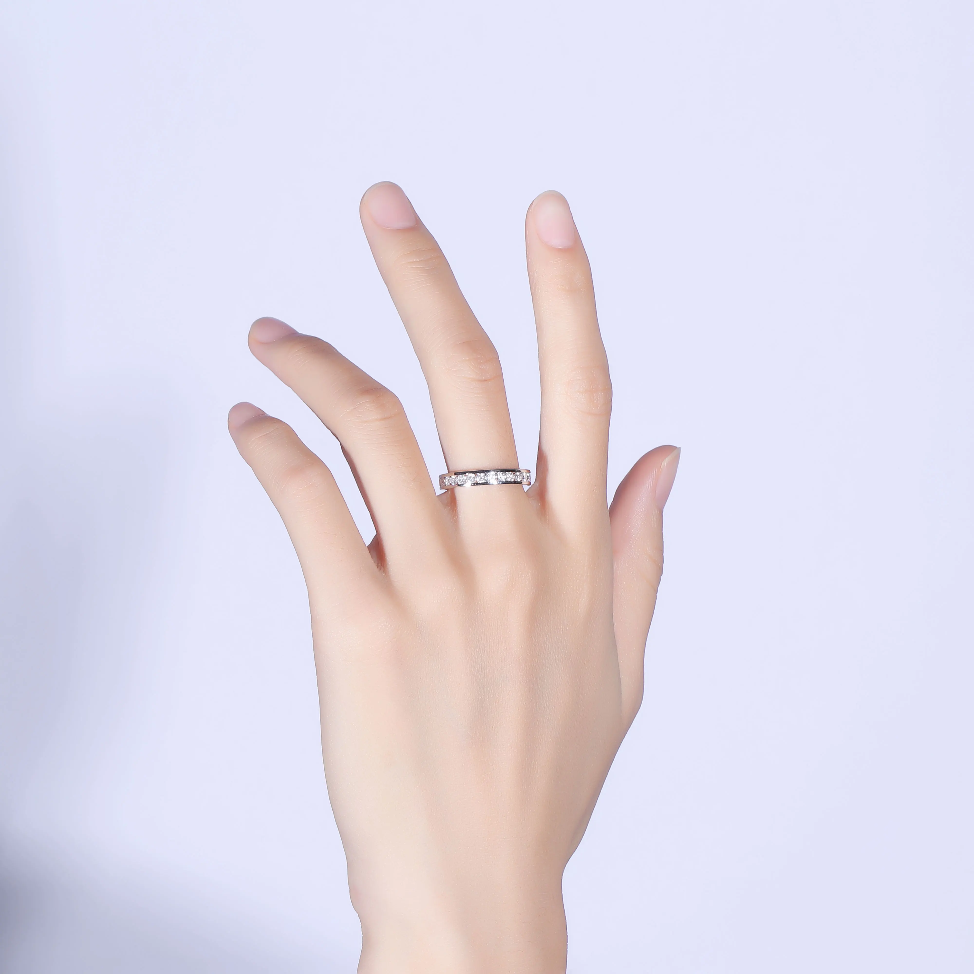 Transgems влюбленные золото муассанит обручальное кольцо Вечность однотонные 14K