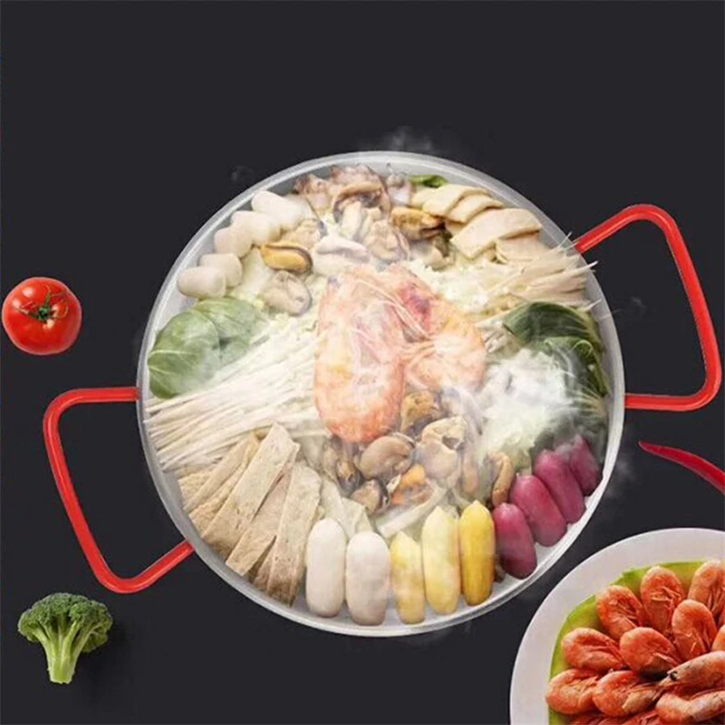 Испанская кастрюля с красной ручкой из нержавеющей стали утолщенная сковорода