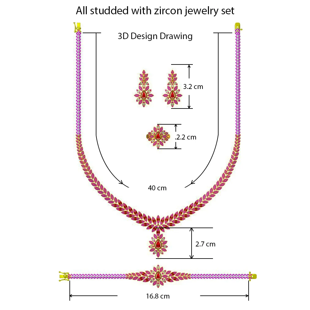 

Unique Elegant Women Wedding 4 PCS CZ Necklace Earrings Bangle Ring Cubic Zirconia High Quality Bridal Jewelry Sets