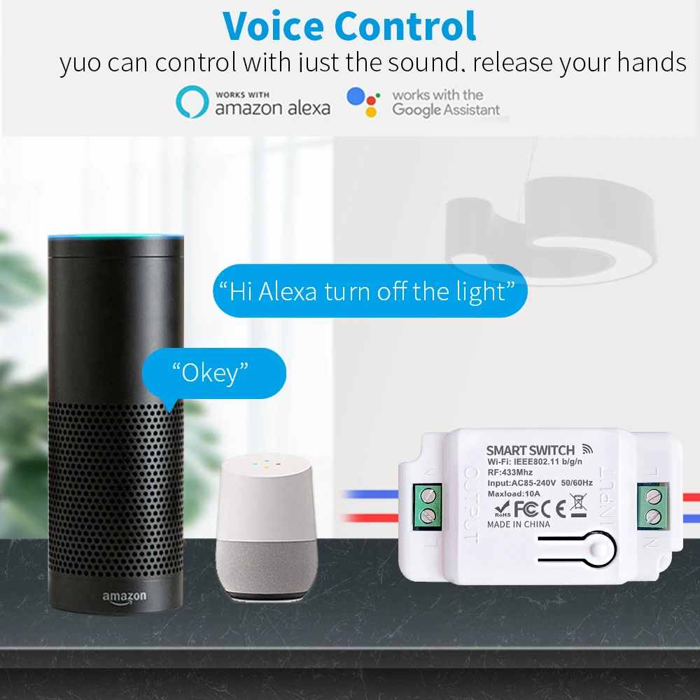 Умный выключатель Tuya с сенсорной панелью 1/2/3 клавиши Wi-Fi дистанционное