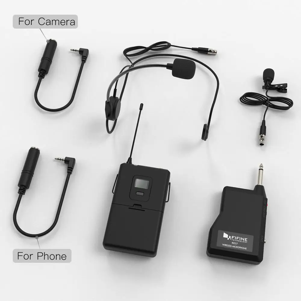 Беспроводной микрофон Fifine K037B 20 канальный выход UHF1/4 '' с петличным и