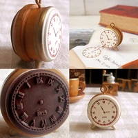1pcs mini wooden seal stamp diy vintage retro style alarm clock stamp wooden rubber stamp seal for diary scrapbook decor