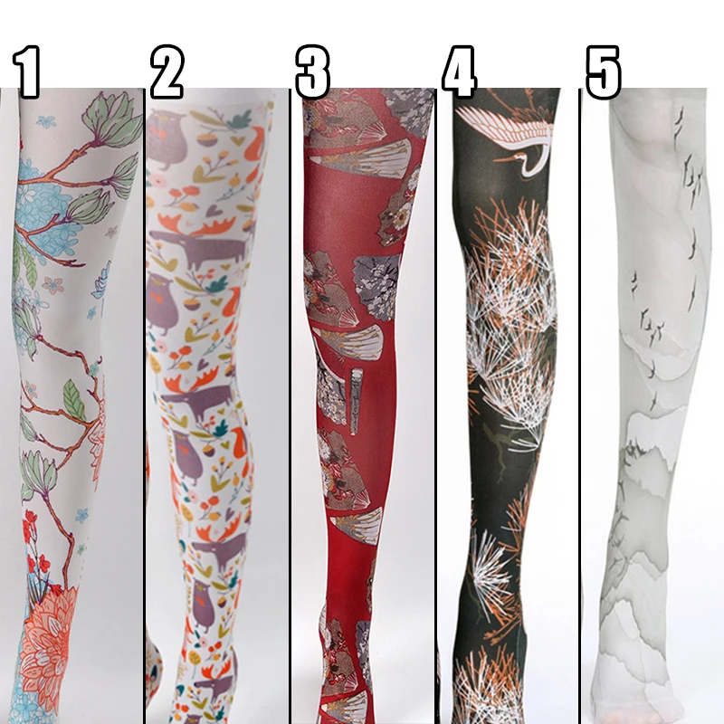 Модные Колготки с рисунком для девочек принтом татуировок в японском школьном