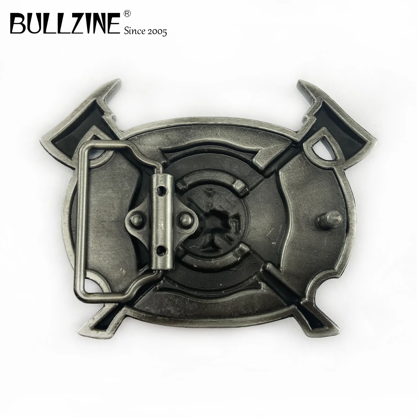 Пряжка для ремня Bullzine Fire fighter с Оловянным покрытием FP 02067 подходит шириной 4 см|fire