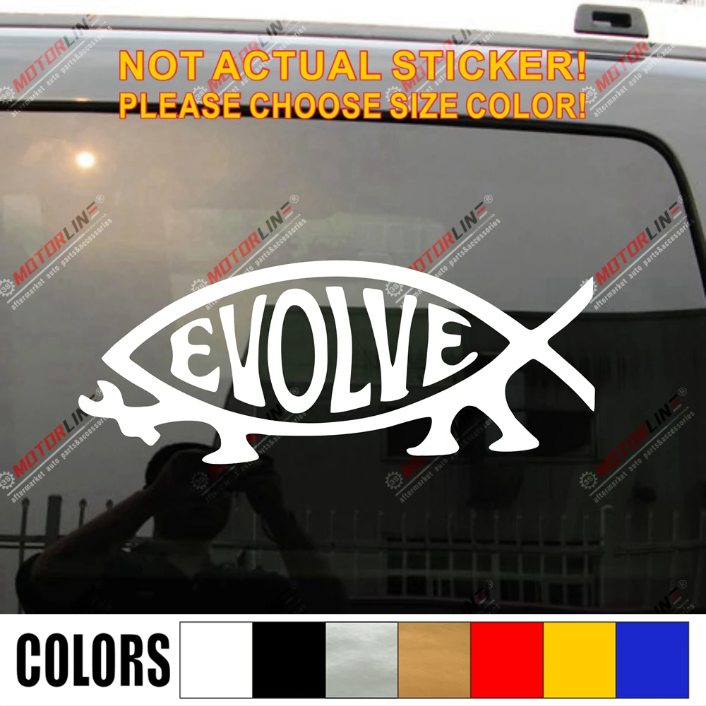 Разрезанная виниловая наклейка с изображением рыбы в стиле Дарвин вертолета